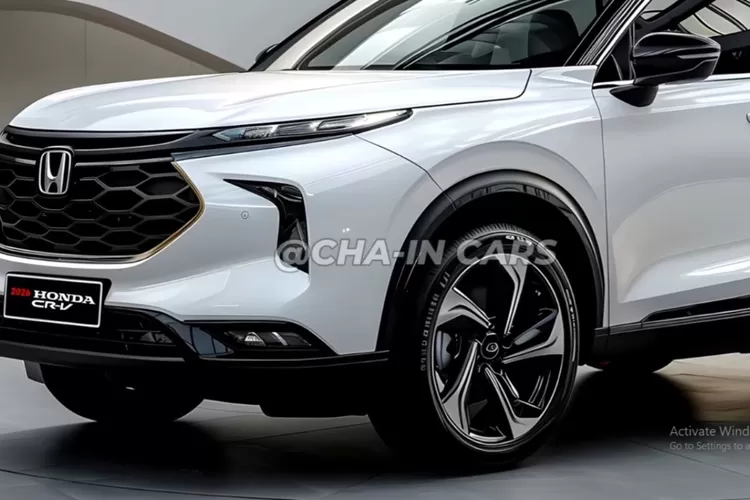 Honda CR-V Hybrid 2026 yang memperlihatkan desain eksterior lebih tangguh dan modern, cocok dengan tema &ldquo;tampilan memukau, kabin berteknologi tinggi, dan inovasi&rdquo;. (Tangkapan Layar YouTube Cha-in Cars)