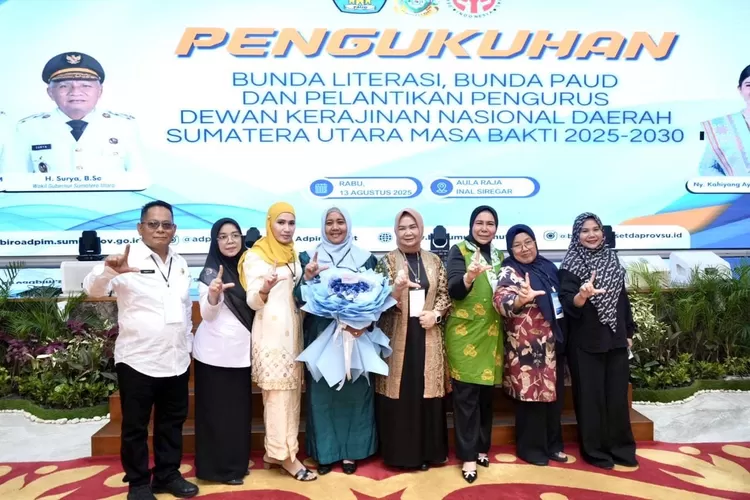 Bupati Langkat Syah Afandin melalui wakil bupati Tiorita Br Surbakti menghadiri acara pengukuhan Bunda PAUD Rabu 13/8 2025.(Realitasonline.id - AA)