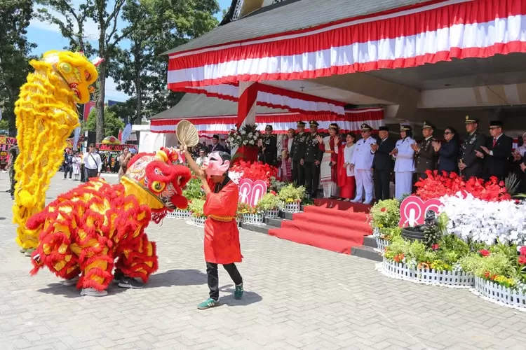 Atraksi Barongsai semarak Gempita kemerdekaan di Pematangsiantar (Realitasonline.id - RH)