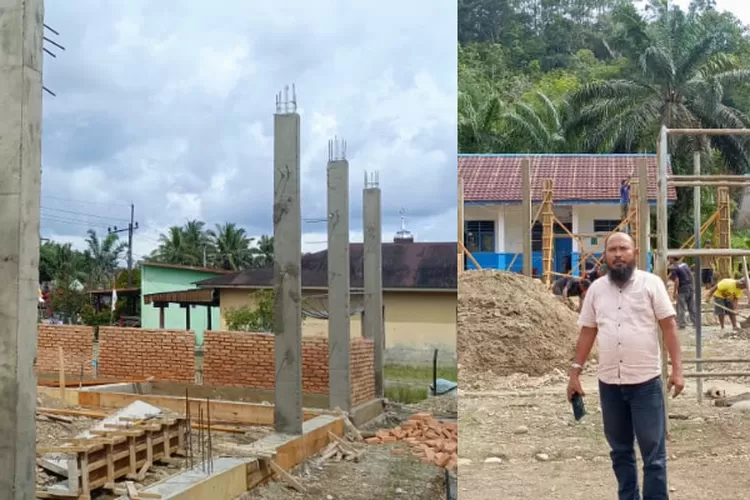 Muhammad Yakub Lubis (Jambang) Ketua DPD LSM Tamperak Madina dilokasi bangunan yang tak memiliki plang merk di SMPN 2 Ranto Baek, rabu (27/08/2025).