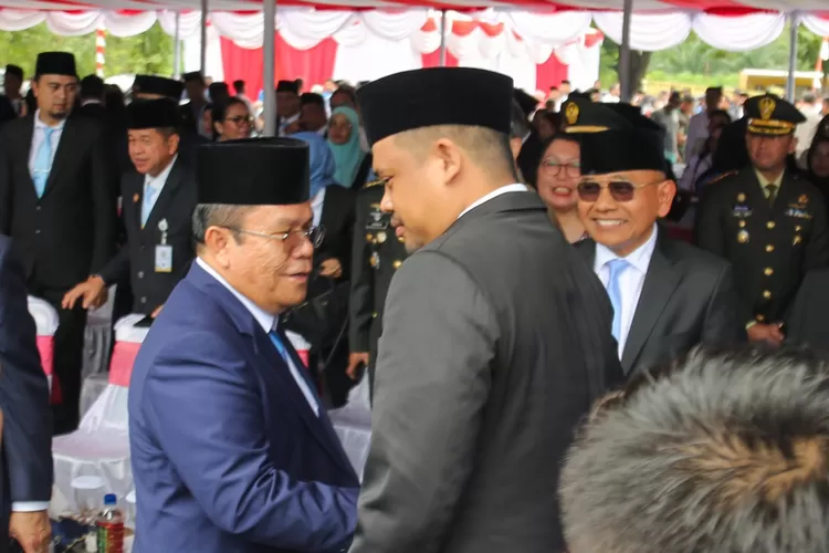 Wali Kota Wesly Silalahi bersama Gubsu Bobby Nasution di acara peringatan Hari Kesaktian Pancasila (Realitasonline/RH)