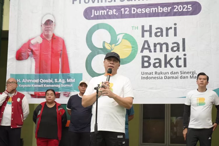 Kakanwil Kemenag Sumut Ahmad Qosbi resmi membuka PorHAB ke-80, sebagai solidaritas untuk Infonesia damai dan maju, Jumat (12/12/2025).