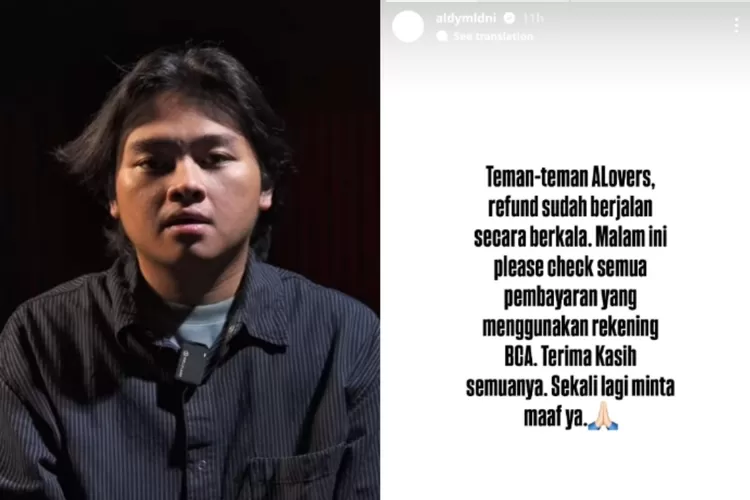 Aldy Maldini mulai melakukan proses refund pada uang penggemar. (Instagram/aldymldini)