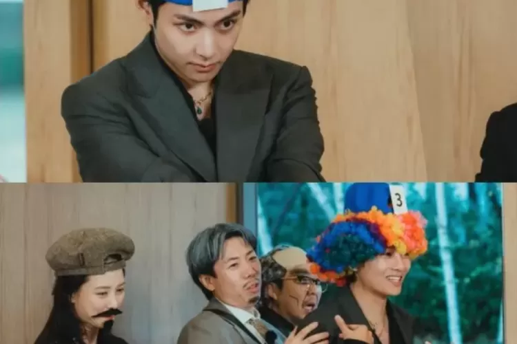 V BTS dan Yoo Seung Ho peermainan Kartu Tazza Running Man. (Foto/Istimewa.)