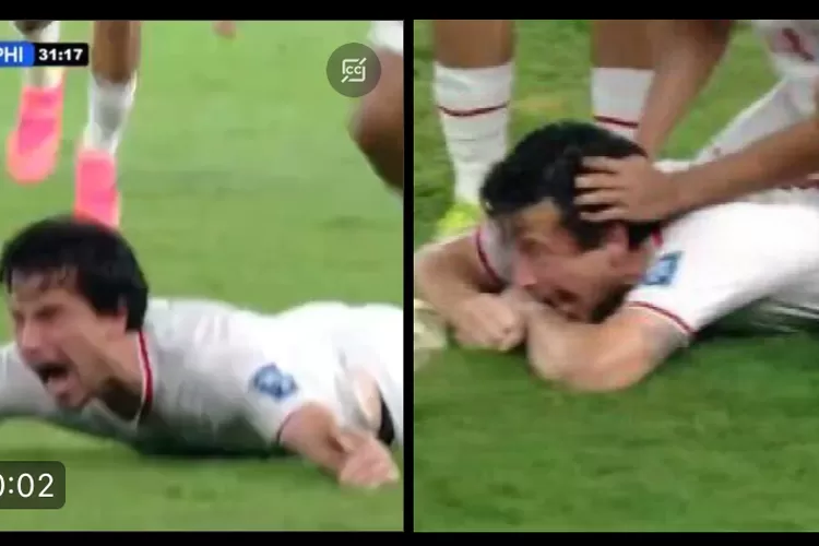 Selebrasi emosional Thom Haye saat mencetak gol perdananya untuk Timnas Indonesia mendapat banyak pujian dari netizen. (Akun X/Riweh)