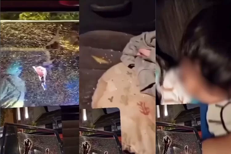 Oknum Bobotoh diduga lempar batu ke arah mobil plat B yang di dalamnya terdapat anak kecil hingga kaca pecah. (Instagram/terangmedia)