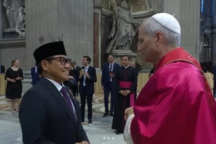 Momen Cak Imin saat bertemu langsung dengan Paus Leo XIV di acara pelantikannya.  ((instagram/cakiminow))