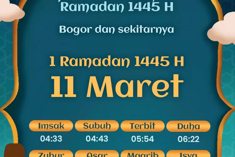 Jadwal Imsakiyah Ramadhan 1445 H (harmoni3roda/INDOCEMENT/Bogor Times)