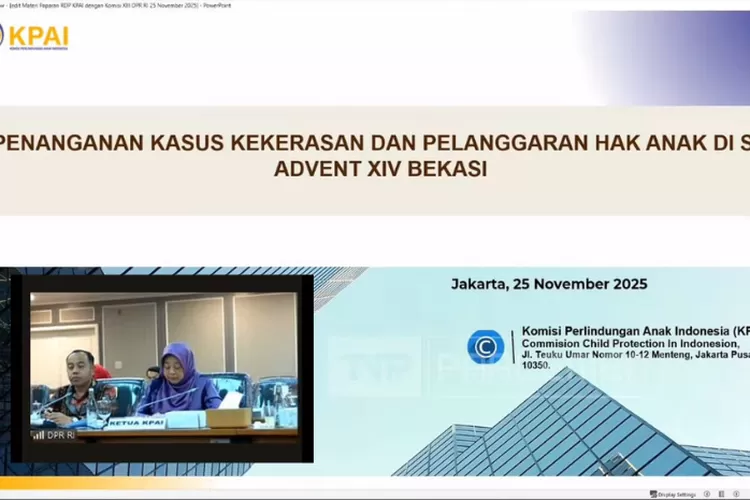 Rapat Komisi XIII DPR membahas kasus kekerasan anak di SD Advent XIV Bekasi.