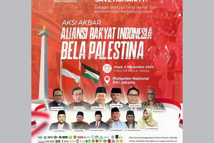 Aksi Akbar Aliansi Rakyat Bela Palestina digelar di Monas, Minggu (5/11/2023) (MUI Pusat)