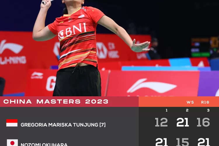 Gregoria Mariska Tunjung kalah dari Nozomi Okuhara dan gagal ke perempat final China Masters 2023. (PBSI)