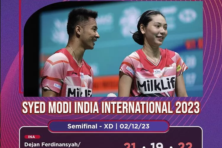 Pasangan ganda campuran Dejan FERDINANSYAH/Gloria Emanuelle WIDJAJA  maju ke partai final India Internasional 2023. (PB Djarum)