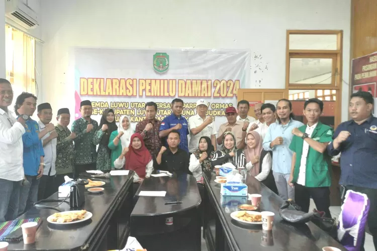 Bakesbangpol Luwu Utara, Parpol dan Ormas Deklarasi Pemilu Damai 2024