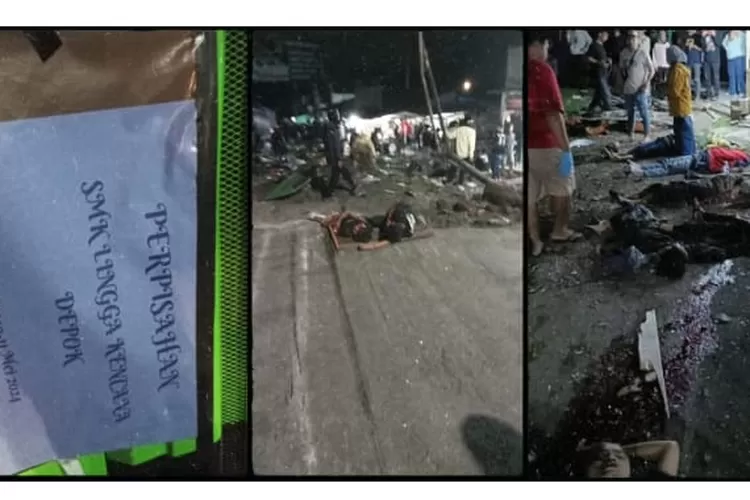 Momen Sesaat Kecelakaan Bus Pelajar SMK Lingga Kencana di Ciater Subang , Korban Terkapar di Jalan (klikanggaran)