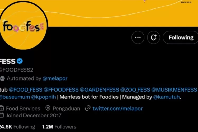 Tangkapan Layar Akun X @FOODFESS2