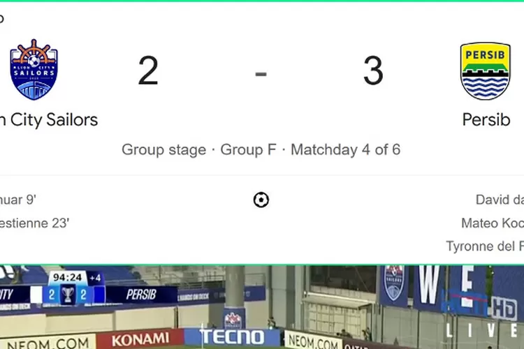 Persib Kalahkan Lion City (Tangkap Layar)