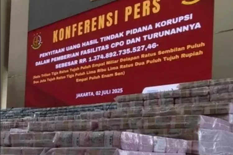 Penampakan uang Rp1,37 triliun yang disita Kejagung dalam kasus korupsi CPO.  ((kejaksaan.go.id))