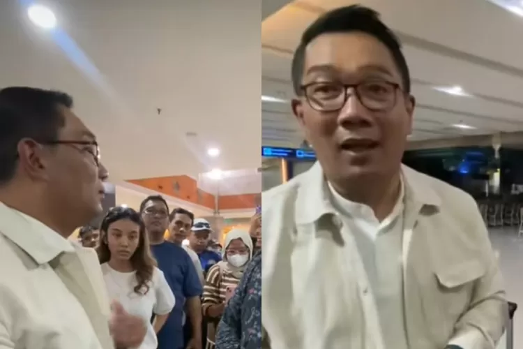 Ridwan Kamil membantu penumpang yang mengalami pesawat delay di Bali karena proyek pengaspalan bandara. (. (Tangkapan layar TikTok/Vindy_vdhl19))