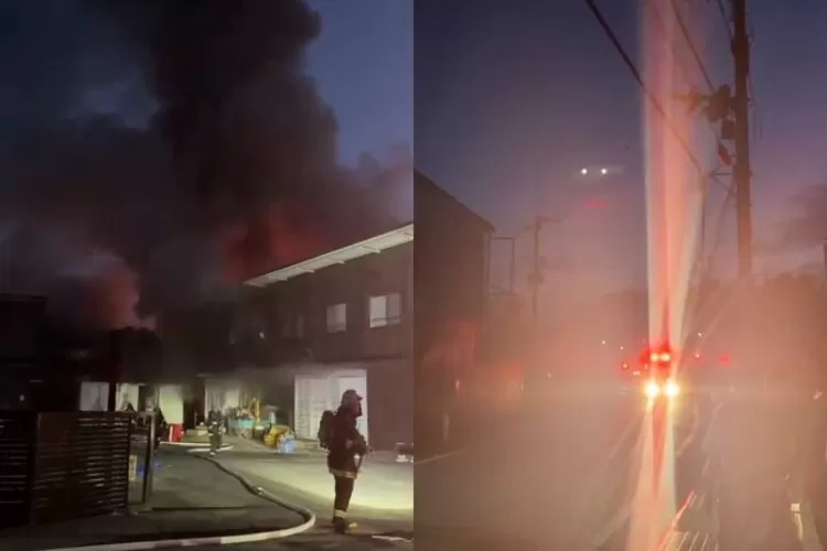 Tangkapan layar video yang menunjukkan momen kebakaran di Jepang. (TikTok/@asahisan22) ( (TikTok/@asahisan22))