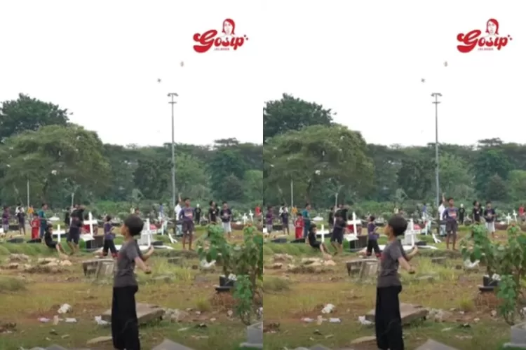 Tangkapan layar video viral TPU Tanah Kusir di DKI Jakarta yang diduga menjadi tempat warga setempat main layangan.  ((Instagram.com/@jakarta.keras))