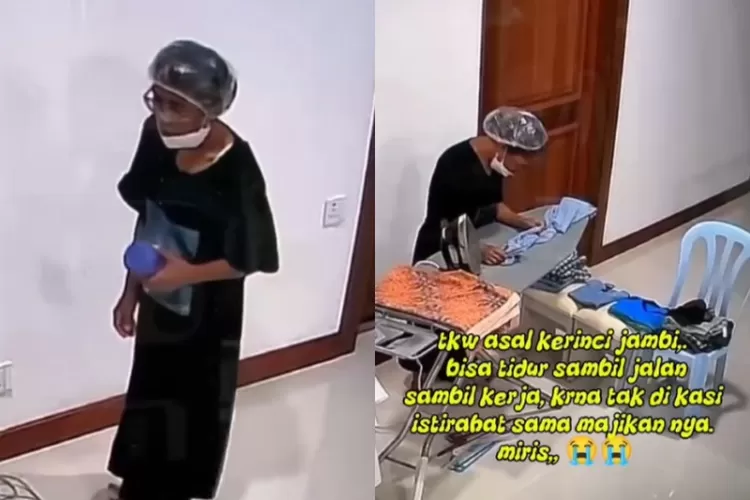 Tangkapan layar video viral TKW asal Jambi yang diduga tak diberi istirahat oleh majikannya di Malaysia. ( (TikTok.com/@cindy.f28))