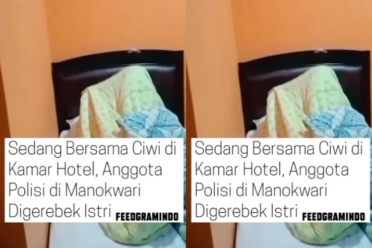 Tangkapan layar video viral di medsos terkait istri gerebek suami yang diduga anggota Polres Manokwari saat bersama 2 wanita di kamar hotel.  ((Instagram.com/@feedgramindo))