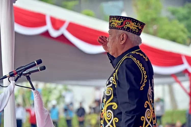 Momen saat Kepala Otorita IKN, Basuki Hadimuljono memimpin jalannya upacara perayaan HUT RI di IKN. ((Instagram/basukihadimuljono))