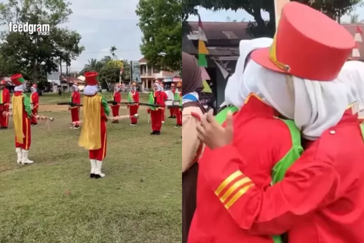Tangkapan layar video viral pasukan drumband sekolah di Jambi yang disebut kecewa pada ASN saat perayaan HUT RI ke-80.  ((Instagram.com/@feedgramindo))