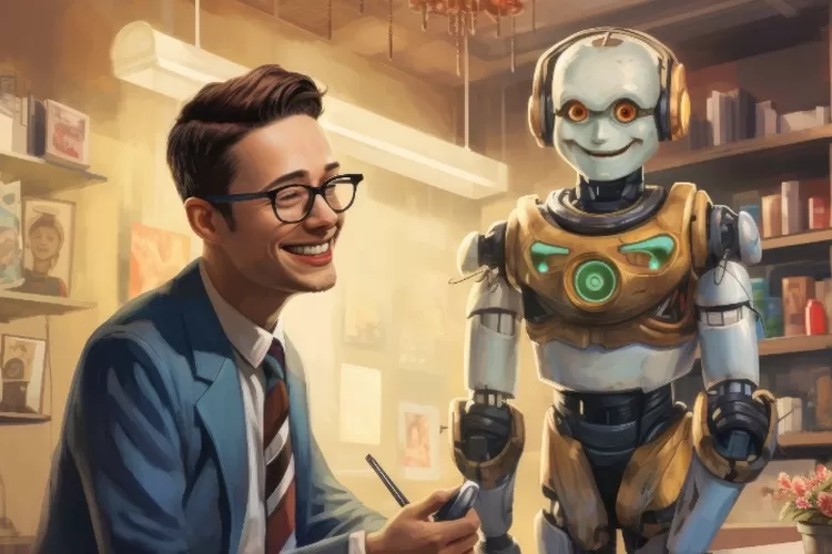 Ilustrasi seorang pemilik bisnis yang mengoptimasi artificial intelligence (AI) untuk menyusun strategi pemasarannya ((Freepik.com))