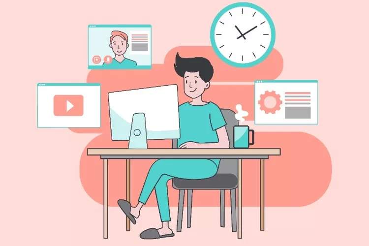 Ilustrasi pekerja digital nomad atau acapkali disebut sebagai remote worker.  ((Freepik.com/@jcomp).)