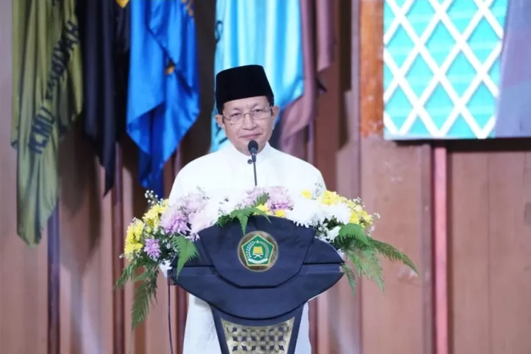 Menteri Agama (Menag) Nasaruddin Umar saat memberi sambutan dalam Pembukaan PPG Daljab Batch III Tahun 2025 dan Doa Bersama Guru Lintas Agama di UIN Syarif Hidayatullah, Jakarta pada Rabu, 3 September 2025 ((kemenag.go.id))