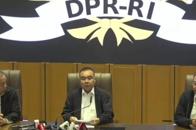Konferensi pers DPR RI terkait hasil rapat bersama fraksi partai.  ( (Tangkapan layar YouTube DPR RI))