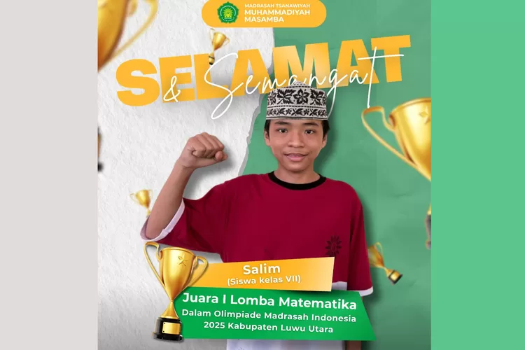 Masih Kelas VII, Siswa MTs Muhammadiyah Masamba Ini Siap Bersaing di OMI Tingkat Provinsi (istimewa)