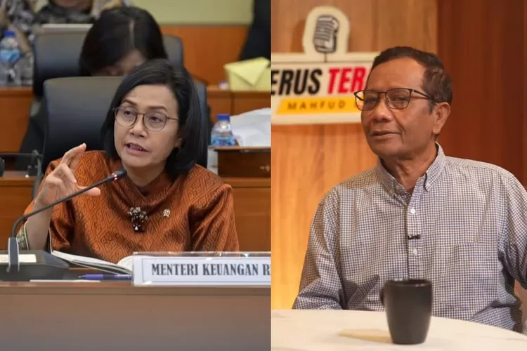 Mahfud MD (kanan) singgung sikap mantan Menteri Keuangan, Sri Mulyani (kiri) terkait skandal yang diduga pernah terjadi di instansinya.  ((Instagram/smindrawati - YouTube/Mahfud MD Official))