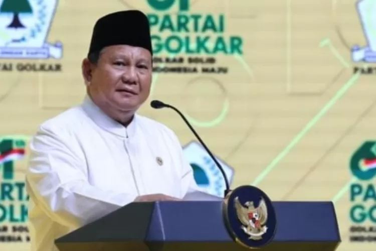 Presiden Prabowo menyinggung soal swasembada pangan dan energi, termasuk keuntungan sawit saat pidato di HUT Partai Golkar. ( (Instagram/presidenrepublikindonesia))