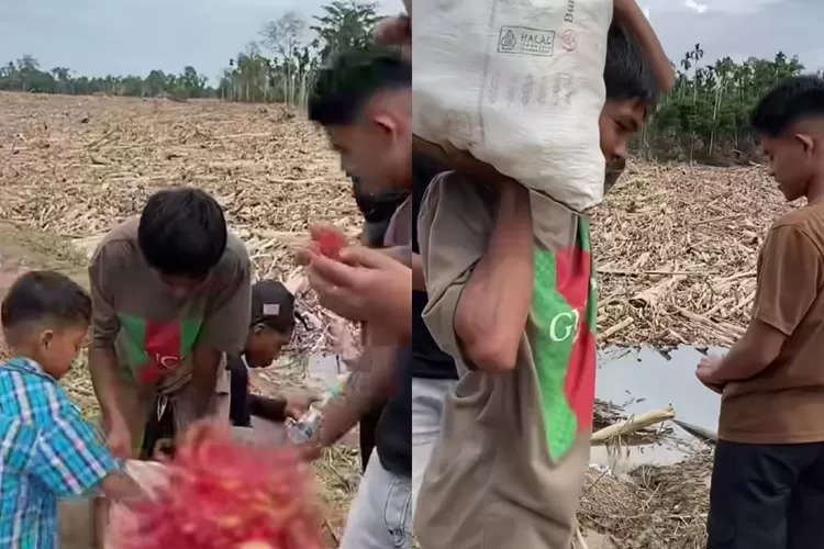 Relawan membagikan momen saat pengungsi Aceh memberi rambutan. ( (Instagram/yuuniayuni))