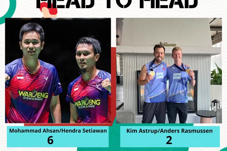Terbaru! Head to Head Mohammad Ahsan/Hendra Setiawan Vs Kim Astrup/Anders Skaarup Rasmussen (enampagi.id)