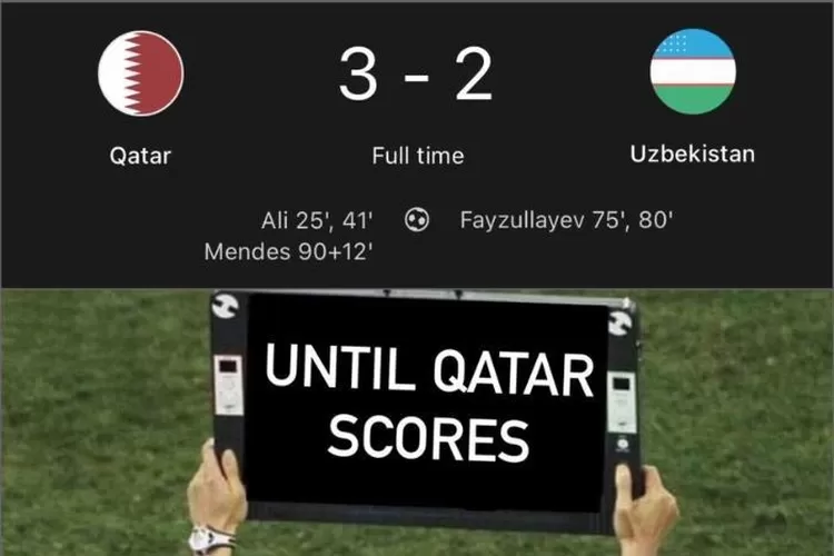 Hasil pertandingan Qatar vs Uzbekistan di ajang Kualifikasi Babak Ketiga Piala Dunia (Pildun) 2026, pada Jumat, 15 November 2024 dinihari WIB. (Dok. Media Sosial)