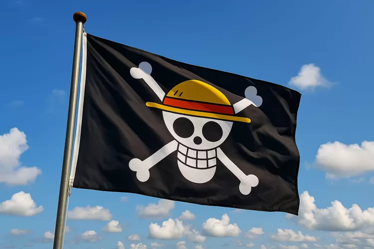 Ilustrasi foto bendera one piece yang berkibar. ( Dok. pribadi)