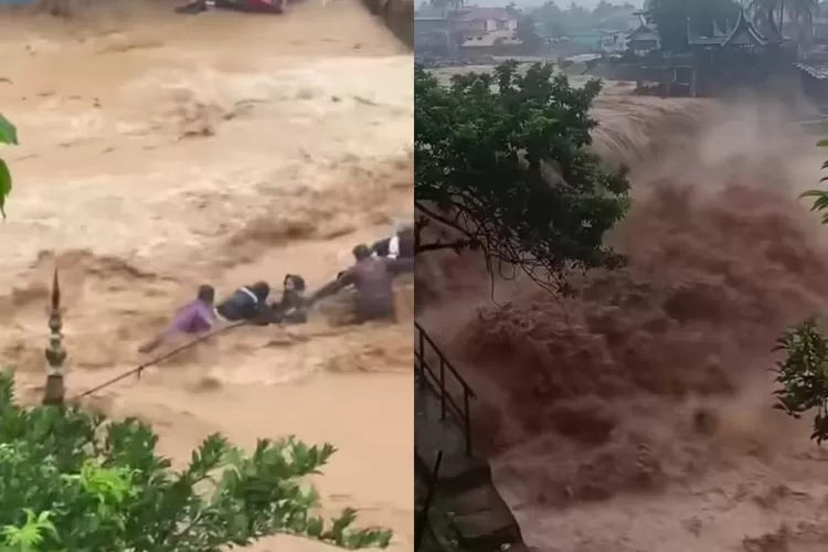 Banjir bandang kembali menerjang Kota Padang, Sumatera Barat pada Minggu sore, 14 Desember 2025. (Instagram/infopastiminang_)