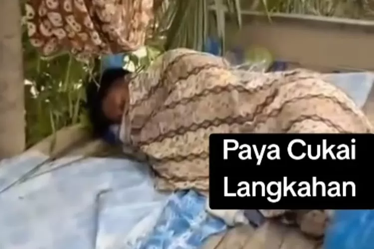 Tangkapan layar seorang warga dari desa Paya Cukai, Kecamatan Langkahan, Aceh Utara yang tengah sakit dan terpaksa tidur di luar karena minimnya bantuan. (TikTok/TOKO DAMRY)
