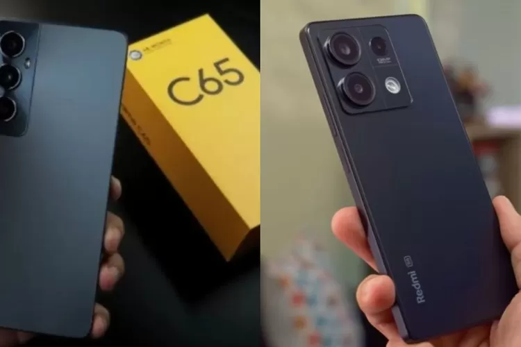 Tampak Belakang HP Realme C65 dan Redmi Note 13 4G. (Foto/TL YouTube.)