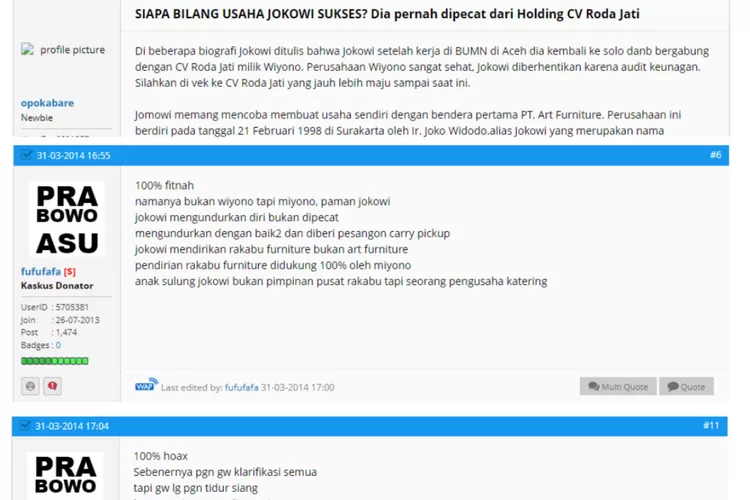Akun Kaskus Fufufafa ada Gibran keciduk bela Jokowi tidak pernah dipecat viral. (Foto/X.)
