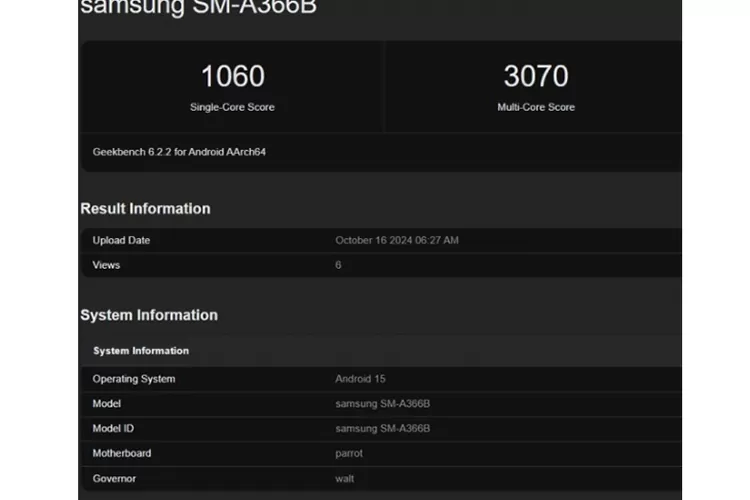Samsung Galaxy A36 Gunakan Android 15.