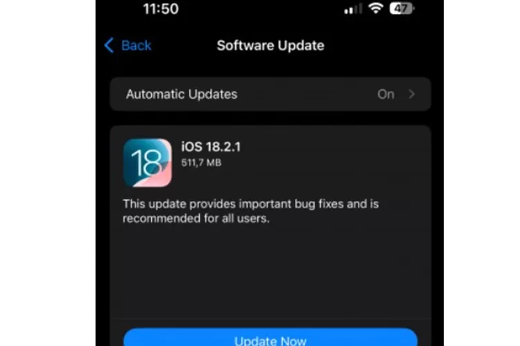 Apple Rilis Update iOS 18.2.1 dengan Perbaikan Bug.