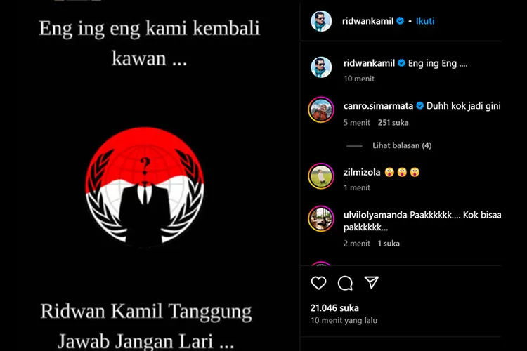 Instagram Ridwan Kamil Diduga Diretas. Foto: Instagram/ridwankamil