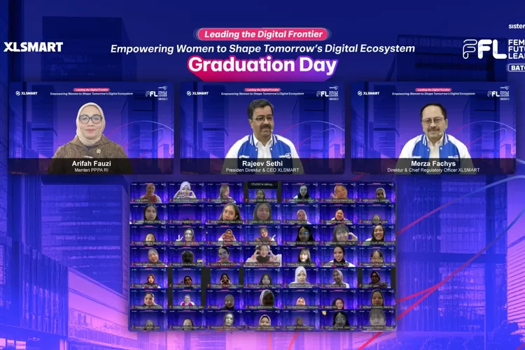 Momentum kelulusan program XLSMART Female Future Leader (FFL) Batch 1 yang dirayakan melalui seremoni virtual pada Jumat, 20 Juni 2025, dengan mengusung tema &ldquo;Leading the Digital Frontier: Empowering Women to Shape Tomorrow&rsquo;s Digital Ecosystem&rdquo;. (Foto/XLSMART.)