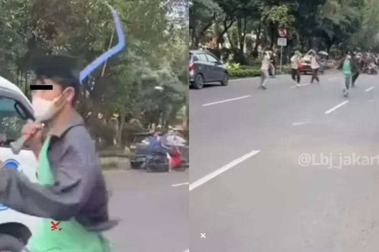 Foto - Aksi tawuran yang melibatkan sekelompok pelajar kembali terjadi di wilayah Jakarta dan menimbulkan keresahan publik. Peristiwa tersebut berlangsung di Jalan Kyai Tapa, Grogol Petamburan, Jakarta Barat (Foto/Instagram - lbj_jakarta)