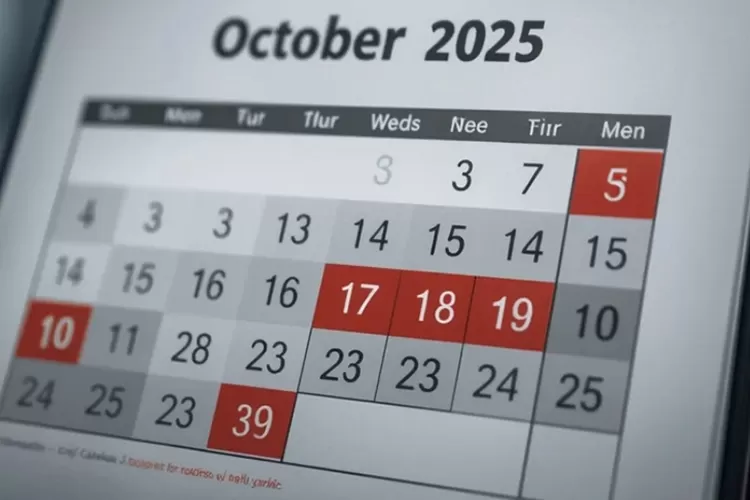 Kalender Oktober 2025 tanpa libur nasional, hanya akhir pekan yang jadi tanggal merah.