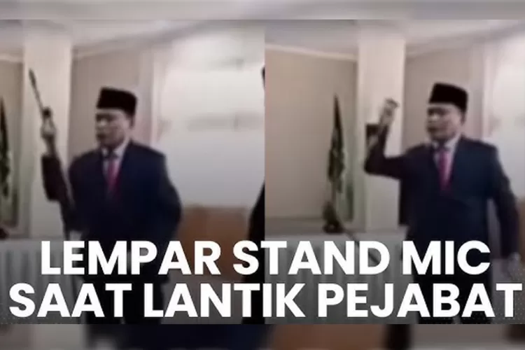 Tangkapan layar viral saat pejabat Kemenag NTB melempar mikrofon dalam acara resmi. Foto: Tangkapan Layar.